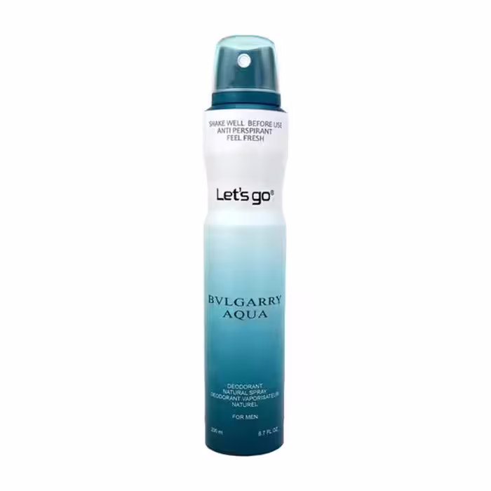 اسپری خوشبو کننده بدن مردانه lets go لتس گو مدل aqua bvlgarry حجم 200 میلی لیتر | Let’s Go men’s Body Deodorant Spray Model aqua bvlgarry 200 ml