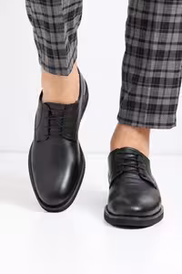 کفش روزمره مردانه چرمی واقعی سیاه EVA – 6061