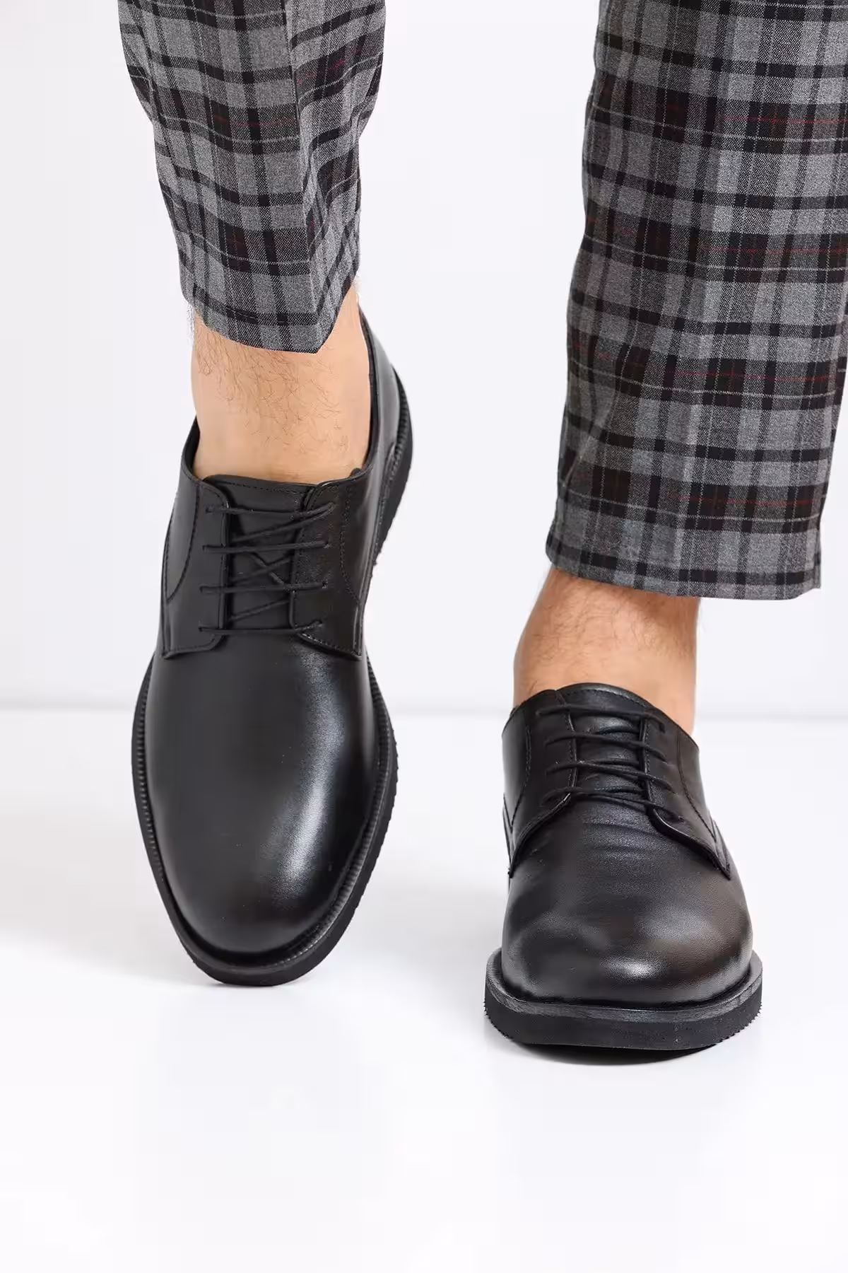 کفش روزمره مردانه چرمی واقعی سیاه EVA – 6061