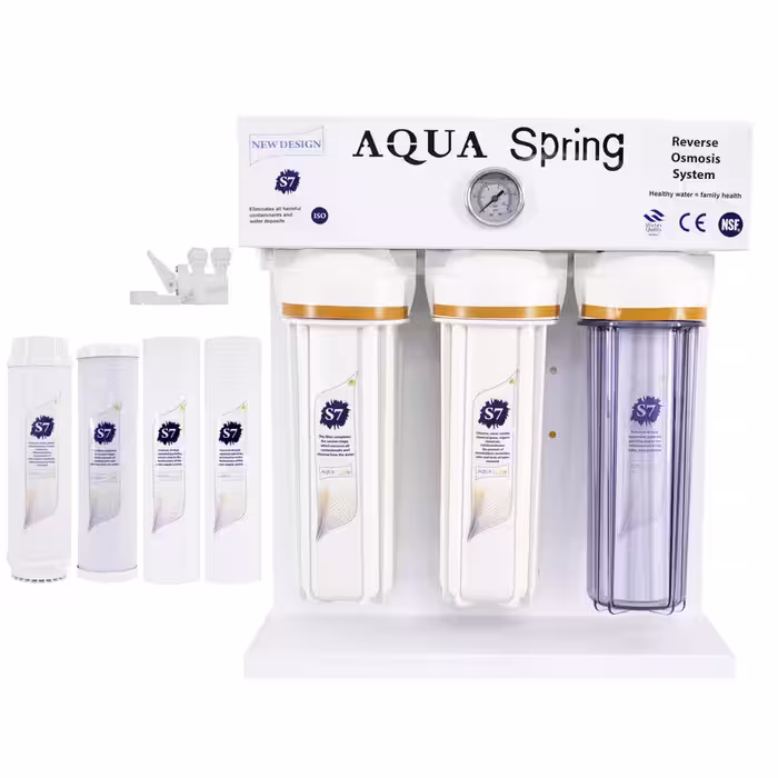دستگاه تصفیه کننده آب آکوآ اسپرینگ مدل RO-S7-WZ 7200 به همراه نشتی گیر و فیلتر  مجموعه 4 عددی