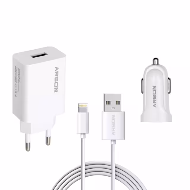 مجموعه شارژر کامل گوشی آیفون مدل آرسون