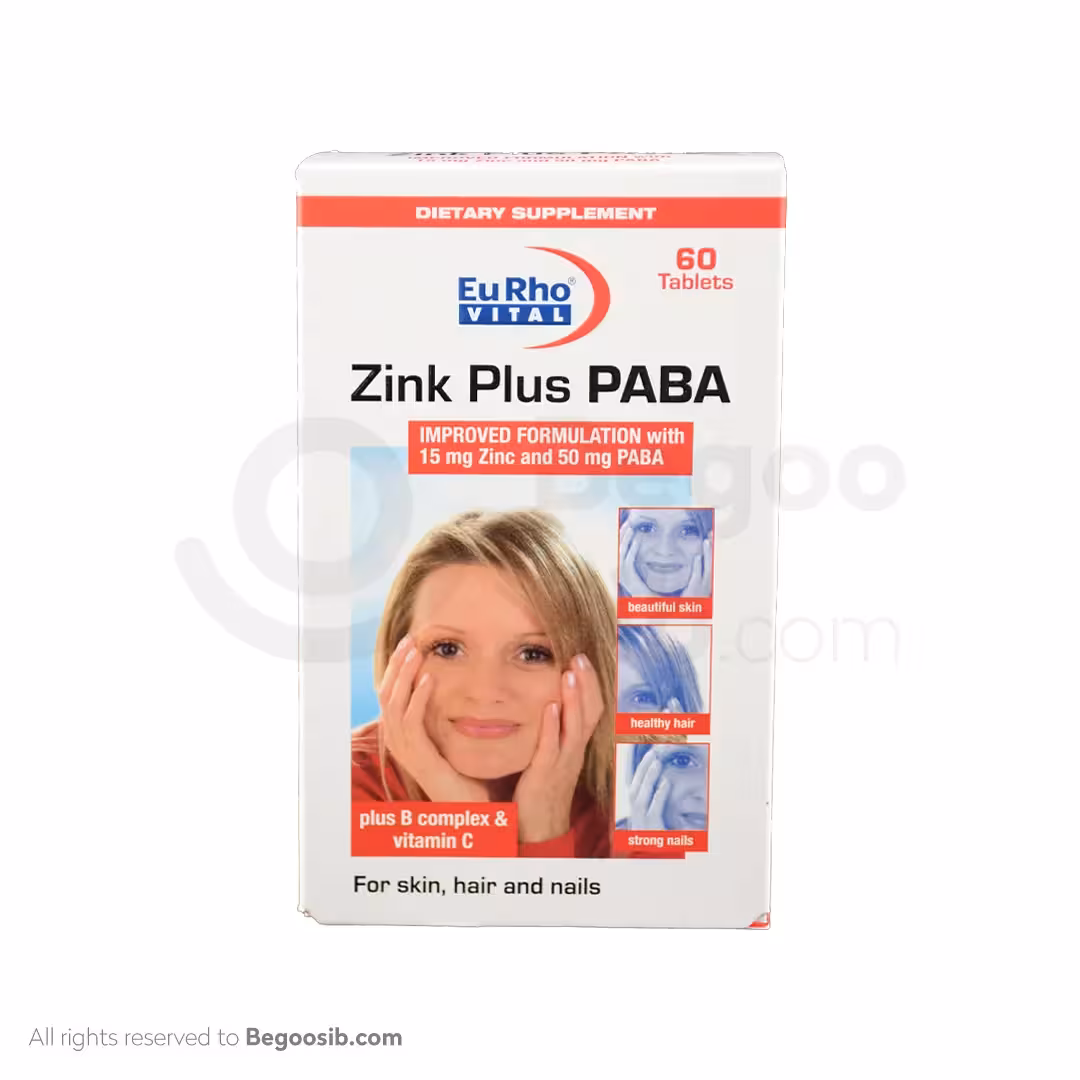 کپسول زینک پلاس پابا و ب کمپلکس یوروویتال 60 عددی