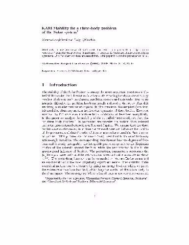 خرید و دانلود نسخه کامل کتاب KAM stability for a three-body problem of the solar system