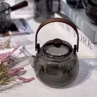 قوری پیرکس چایی آنتی شوک دسته بالا دودی رنگ وارداتی