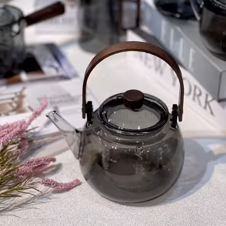 قوری پیرکس چایی آنتی شوک دسته بالا دودی رنگ وارداتی