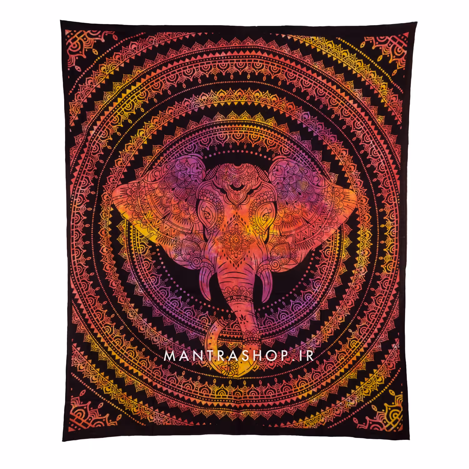 بکدراپ تپستری هندی طرح فیل قرمز نارنجی (روتختی دو نفره) کد 202