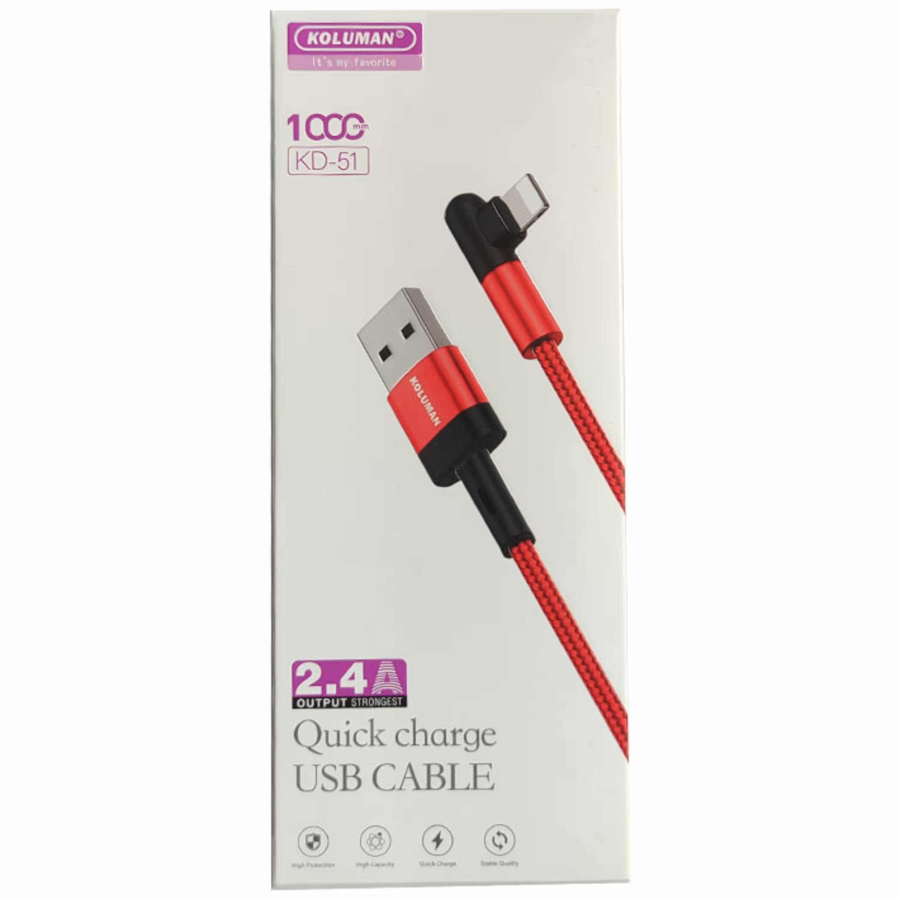 کابل شارژ Type-C کلومن مدل KD-51 با گارانتی 6 ماهه