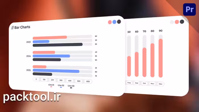 دانلود پروژه آماده پریمیر چارت اینفوگرافی افقی Bar Graph Chart Infographics - پک تول