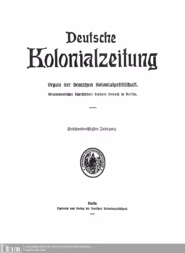 خرید و دانلود نسخه کامل کتاب Deutsche Kolonialzeitung. Organ der Deutschen Kolonialgesellschaft
