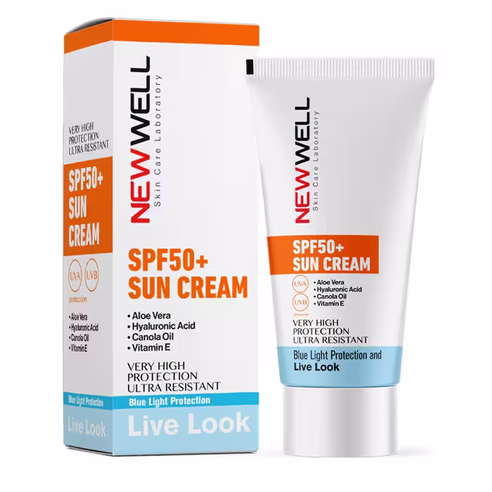 ضد آفتاب نیوول NEWWELL با spf 50 برای انواع پوست حجم 50 میل