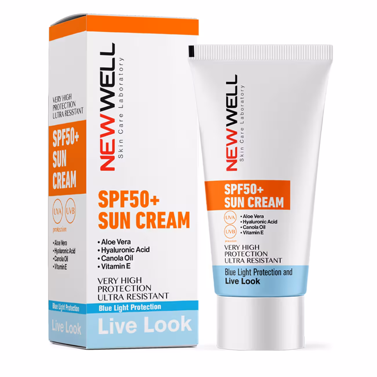 ضد آفتاب نیوول NEWWELL با spf 50 برای انواع پوست حجم 50 میل