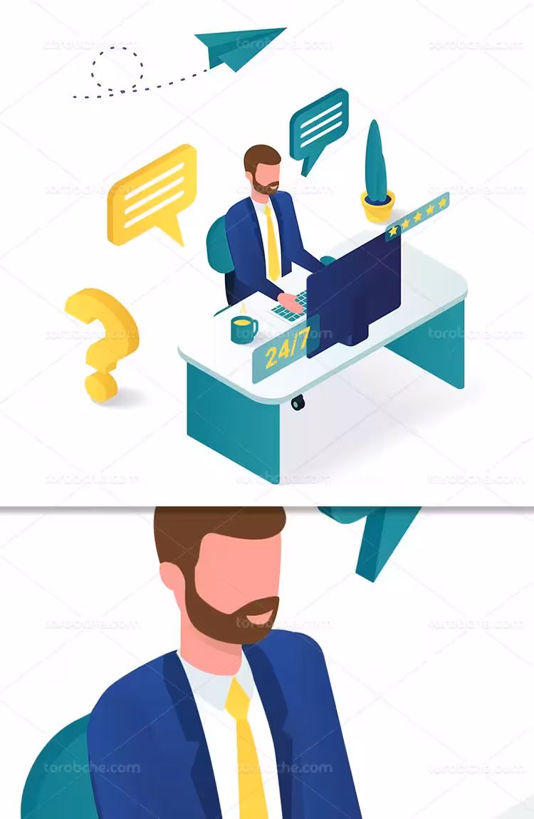 وکتور پشتیبانی آنلاین با کیفیت | گرافیک با طعم تربچه
