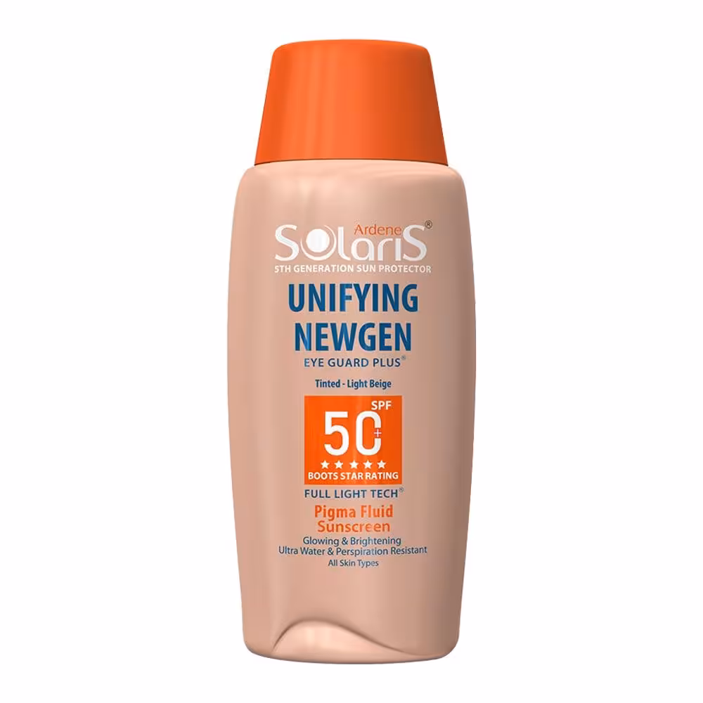 ضدآفتاب فلوئید روشن کننده بژ روشن سولاریس Solaris مدل یونیفینگ ژن SPF50 میل 75