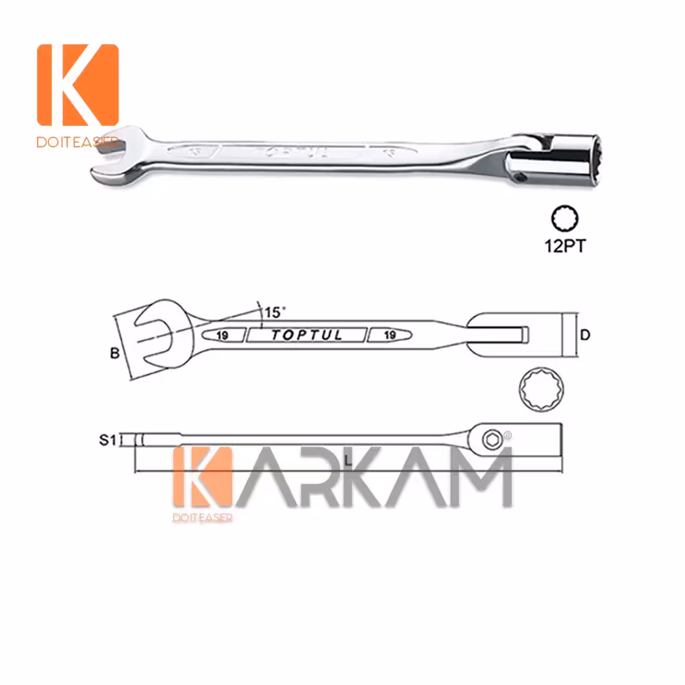 یکسر رینگ بکس 16 میلیمتر AEEB1616 تاپ تول