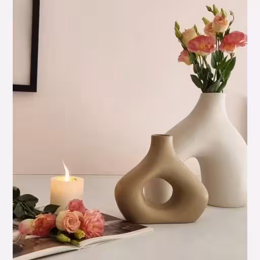 گلدان نسکافه ای کرم پلی استر