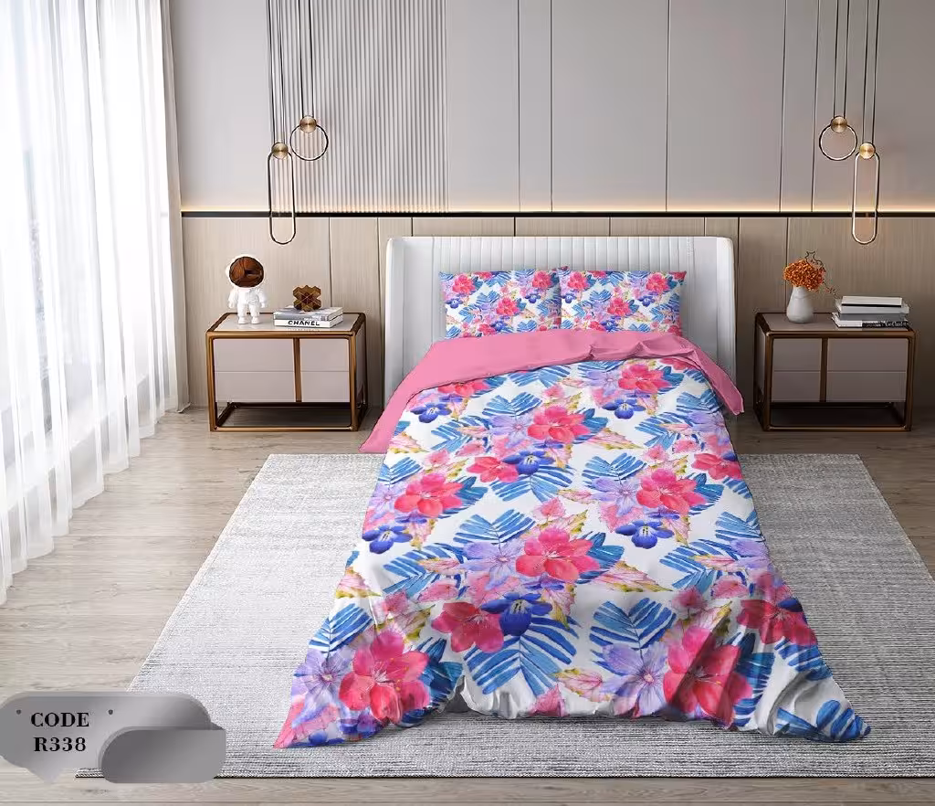 سرویس روتختی 1 نفره 4 تکه ابعاد 165 ×235 کشدار ضد حساسیت و عرق کد R338 | ست خواب و ست روتختی
