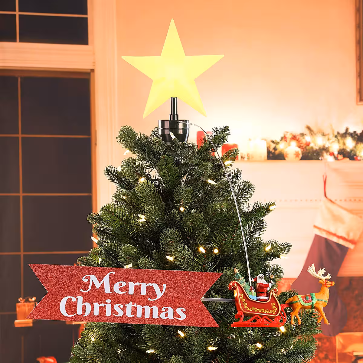 ستاره چراغدار و سورتمه گردان درخت کریسمس 1295H