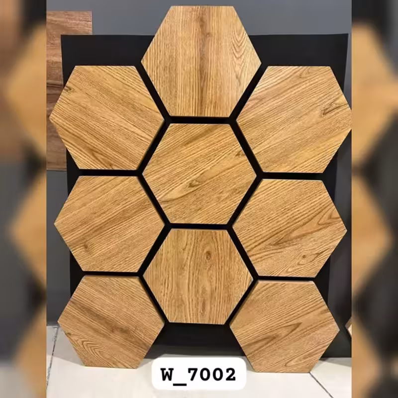 ترموود فوم پنل شش ضلعی (زنبوری) کد W-7002، مغزMDF روکش چوب طبیعی ابعاد 62در72 cm (ارسال پس کرایه)