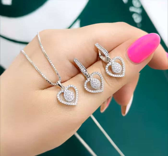 نیمست زنانه نقره جواهری کد 00385