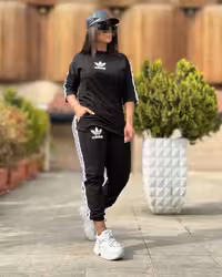 تیشرت شلوار ست آدیداس چنس ویسکوز فلامنت نیل هم زنانه و مردانه به صورت ست