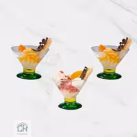 بستنی خوری بلور سبز ست 3 تایی مدل 101037