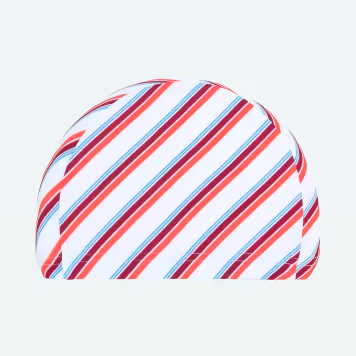کلاه شنا نابایجی – دکتلون Nabaiji Fabric Swimming Cap – Size L – White / Line Printed