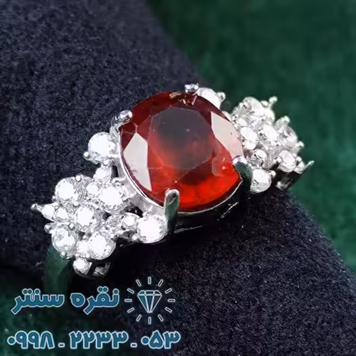 انگشتر جواهری یاقوت گارنت زنانه