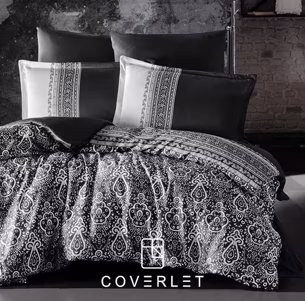 روتختی مشکی طرح‌دار دونفره کاوری مدل Nobel