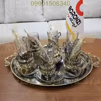 ست چاي خوري مشبک برنز قلمزني