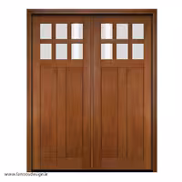 درب لابی ورودی دو لنگه چوبی شیشه خور با رنگ فندقی کد 1159