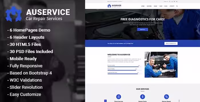 دانلود قالب Auservice – Auto Mechanic &amp; Auto Repair HTML5 Template