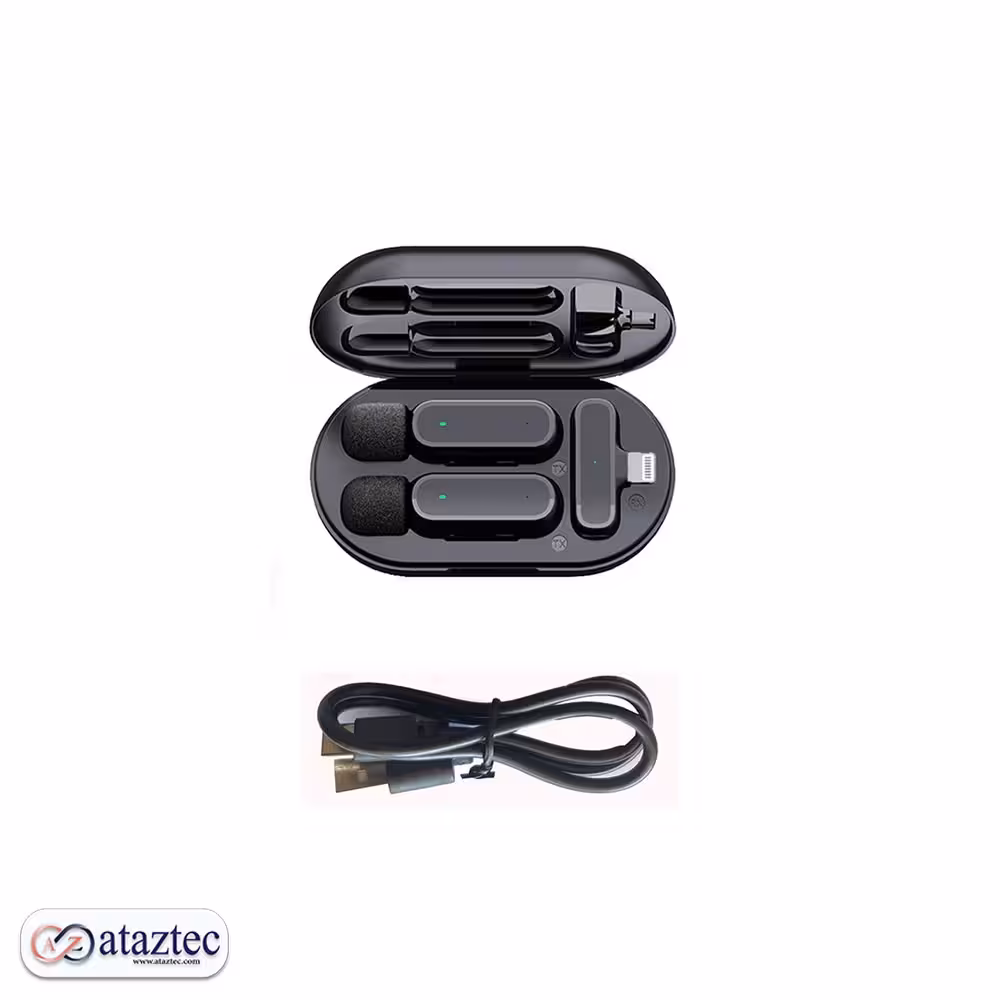 میکروفون یقه‌ای K61-2 | با فناوری حذف نویز هوشمند | ضبط همزمان صدای دو نفر با دو فرستنده