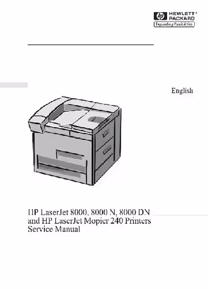 خرید و دانلود نسخه کامل کتاب HP LaserJet 8000, 8000 N, 8000 DN and HP LaserJet Mopier 240 Printers Service Manual