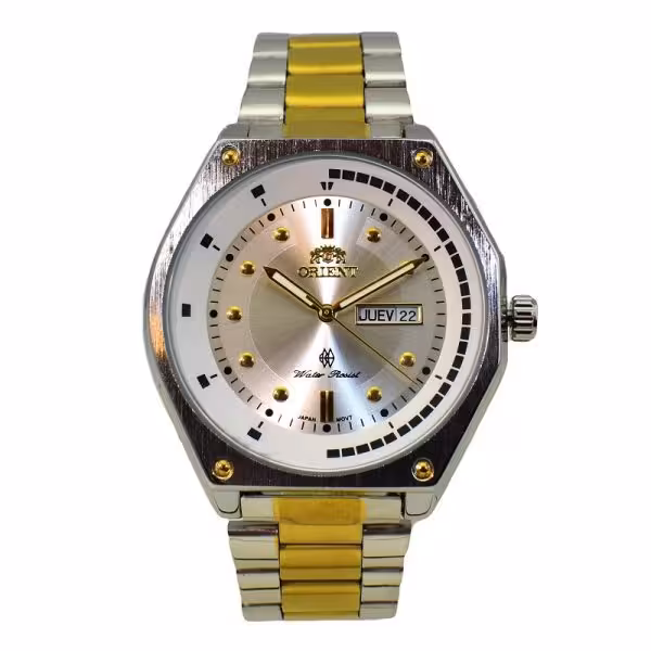 اورینت 2 تقویم ORIENT KY-CA9617 دورنگ صفحه نقره ای موتور ژاپن