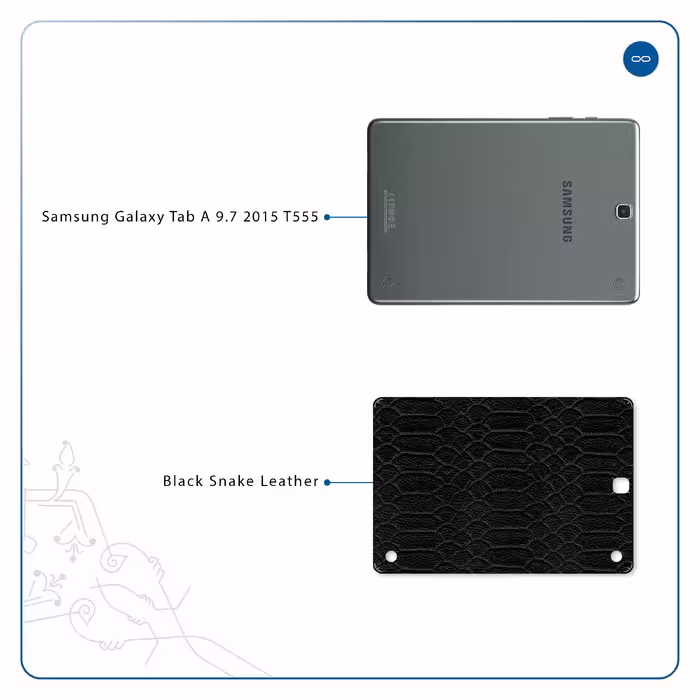 برچسب پوششی ماهوت مدل Black-Snake-Leather مناسب برای تبلت سامسونگ Galaxy Tab A 9.7 2015 T555