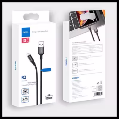 کابل تبدیل USB به لایتنینگ راک مدل R2 طول 1 متر 