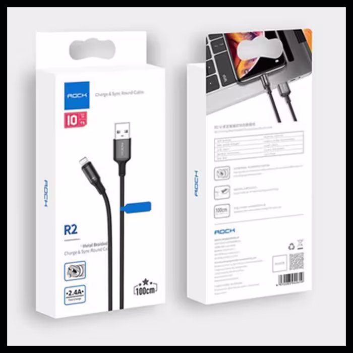 کابل تبدیل USB به لایتنینگ راک مدل R2 طول 1 متر 