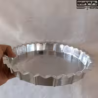 مجمع مسی گرد 2 رو سفید چکشی زنجان | سایز 3 قطر 32 | دیس ظروف پذیرایی مسی مدل شوکا