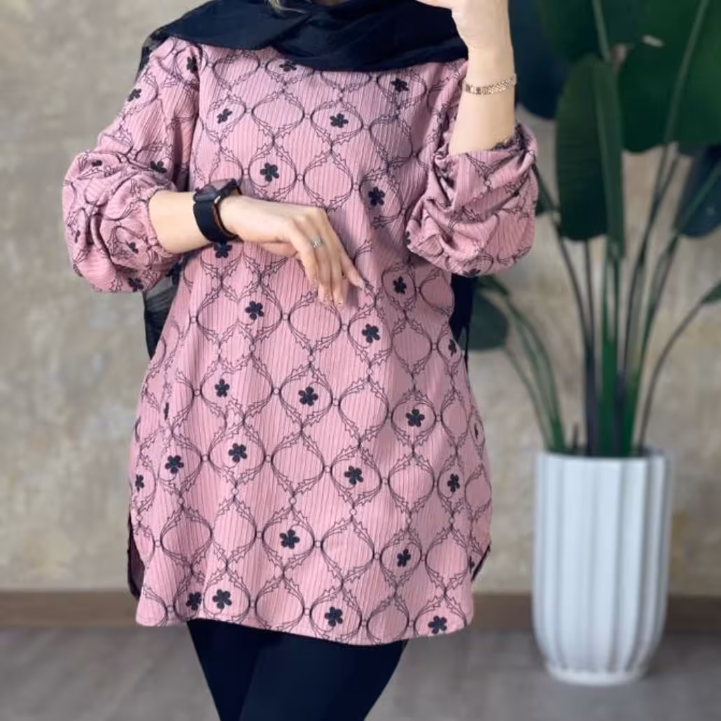 تونیک مانتویی جنس ابروبادی ژاکارد فری سایز از سایز 36 تا 46 دارای رنگبندی ارسال رایگان 
