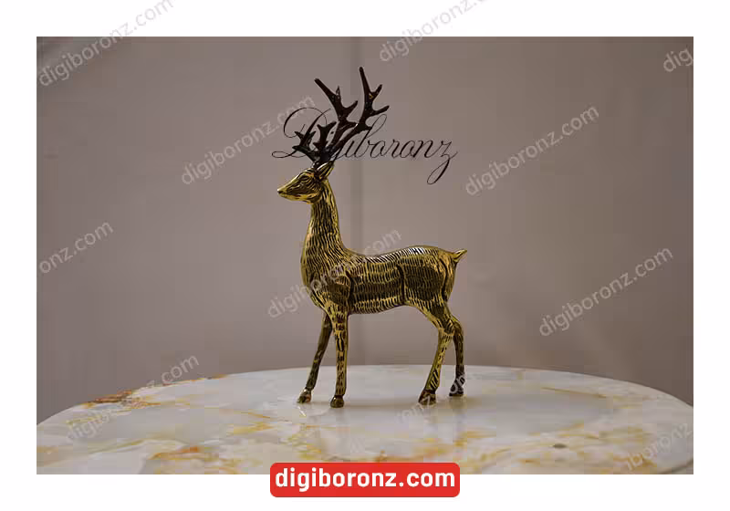 مجسمه برنجی برنزی گوزن ایستاده