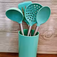 ست کفگیر ملاقه پنگوین رنگ سبز کد PENGUEN-1750