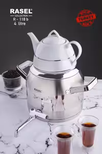 کتری قوری روگازی شیردار 4 لیتر راسل دسته استیل3 خط TR-118B