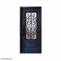 درب فرفورژه فلزی لوکس تک لنگه و شیشه خور کد 1106