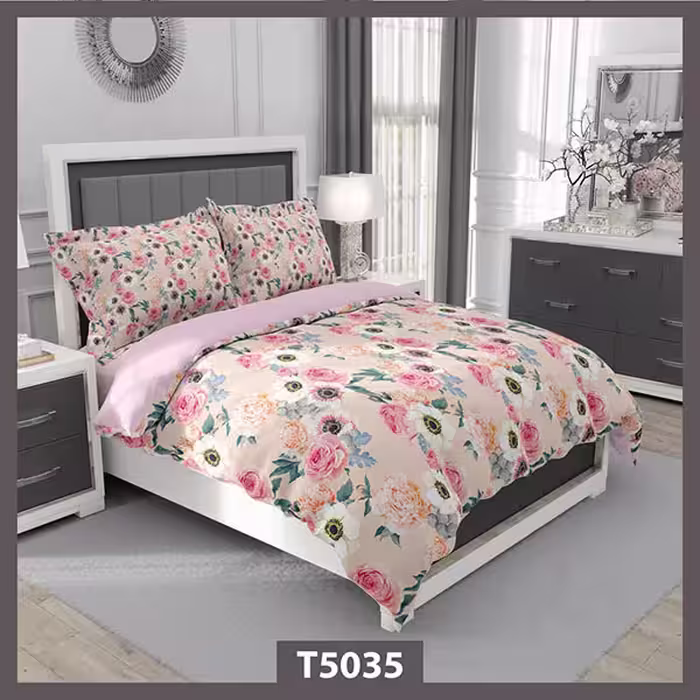 روتختی چاپی گل دار صورتی کد T5035
