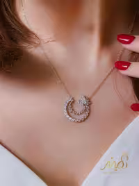 نیم ست جواهری (گردنبند و گوشواره)، نقره عیار 925، کد N_4419