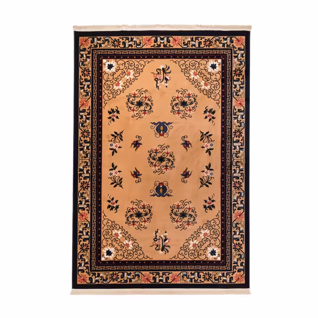 گبه ماشینی دنیای فرش کد 547GE زمینه بژ