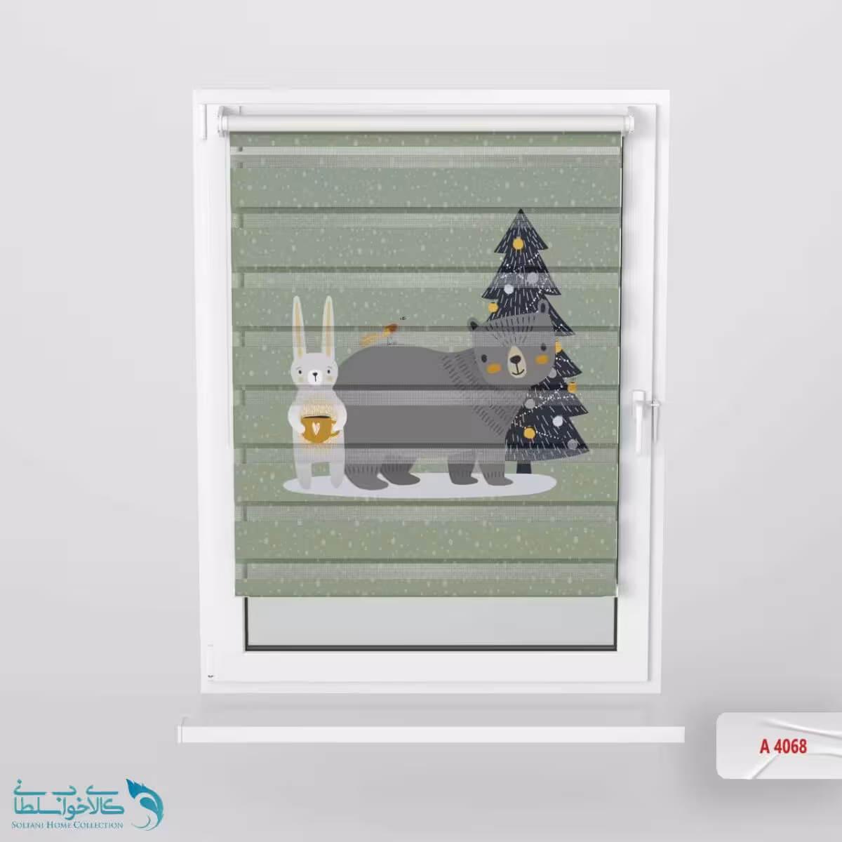 پرده زبرا اتاق کودک طرح کریسمس حیوانات کد A4068