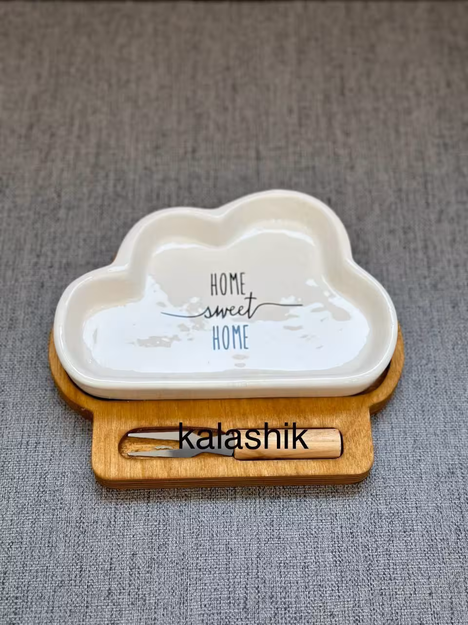 بشقاب ابر تکی همراه بازیره چوبی