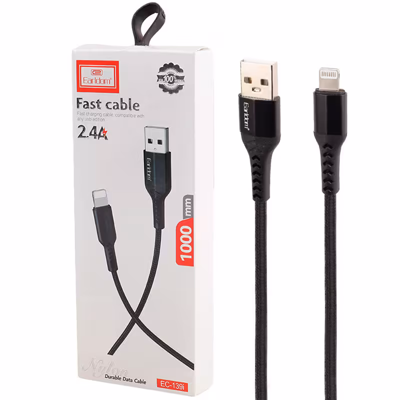 کابل آیفونی فست شارژ Earldom EC-139i 2.4A 1m