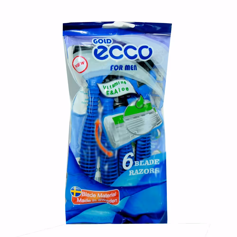 خودتراش مردانه 6 تیغ اکو مدل goldmen بسته 4 عددی ( ژیلت )